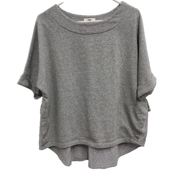 Lili'S Closet Sweaters - Anthropologie LIli's Closet Womens Top Large Gray‎ Striped Hem Pullover BOHO